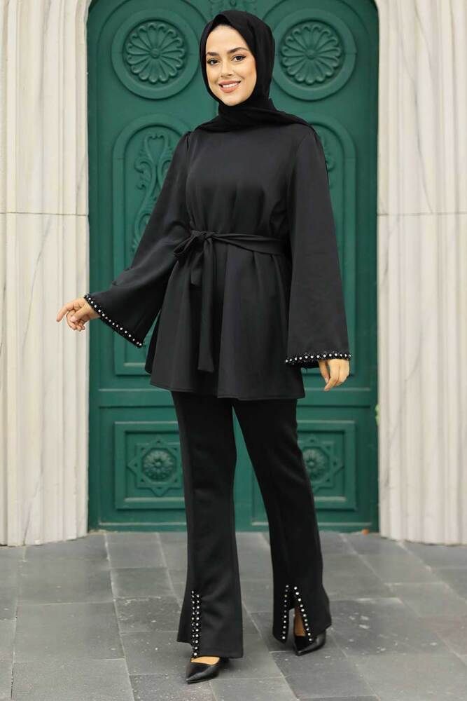 Black Hijab Double Suit 22169S - NEVA STYLE