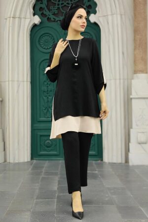 Black Hijab Double Suit 52251S - 2
