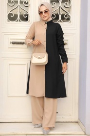 Black Hijab Double Suit 52331S - Thumbnail