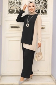 Black Hijab Double Suit 5235S - Thumbnail