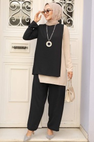 Black Hijab Double Suit 5235S - Thumbnail