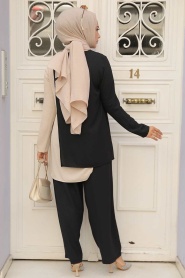 Black Hijab Double Suit 5235S - Thumbnail