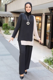 Black Hijab Double Suit 5235S - Thumbnail