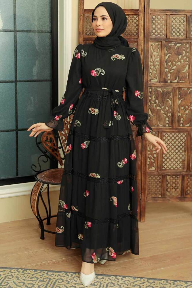 Black Hijab Dress 10268S - 1