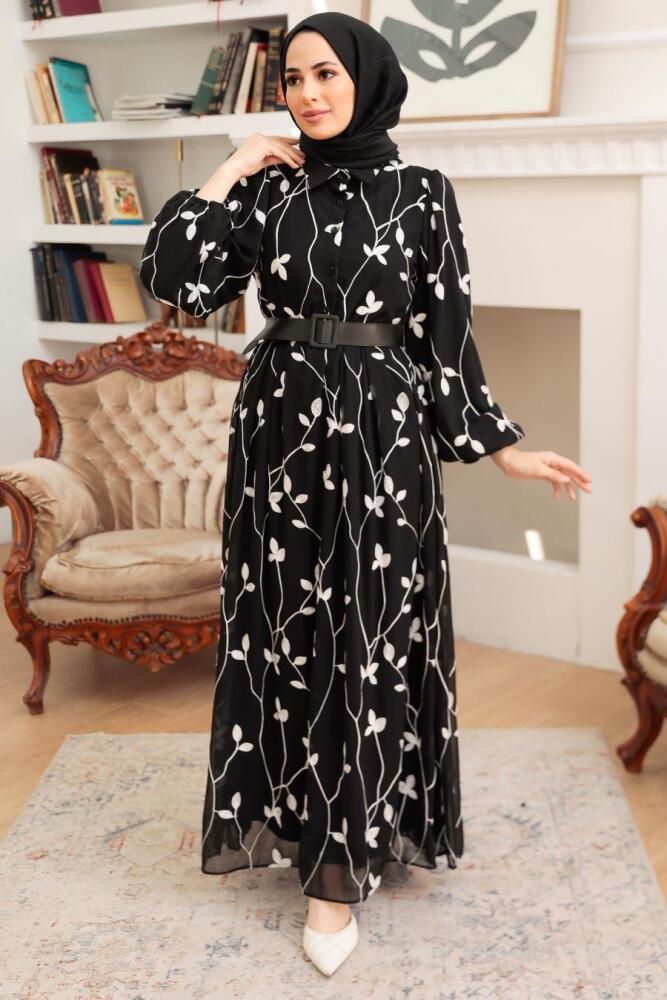 Black Hijab Dress 10287S - 1