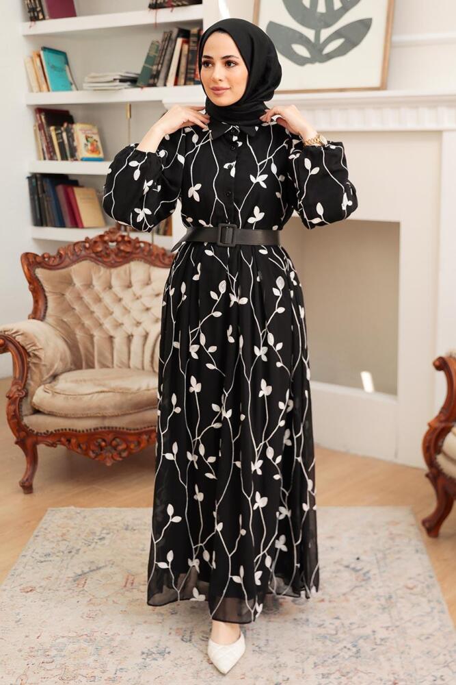 Black Hijab Dress 10287S - 2