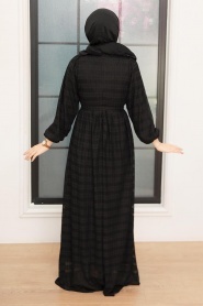 Black Hijab Dress 10404S - Thumbnail
