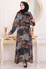 Black Hijab Dress 11075S - Thumbnail