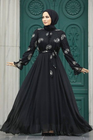 Black Hijab Dress 12170S - 1