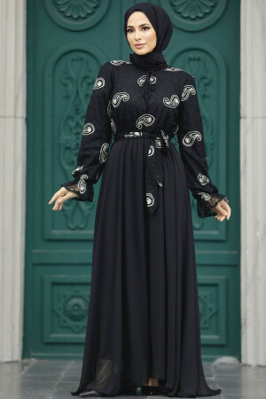 Black Hijab Dress 12170S - 2