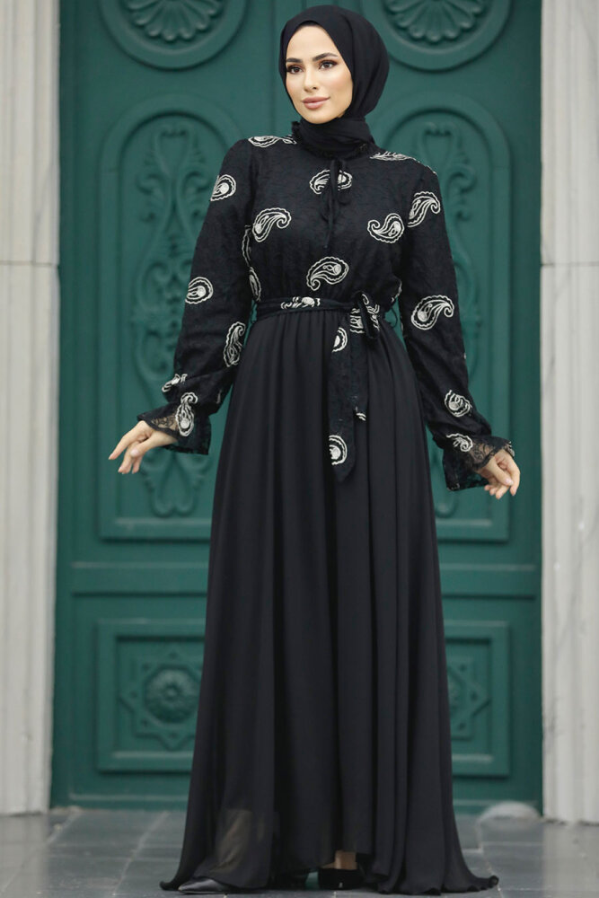 Black Hijab Dress 12170S - 2