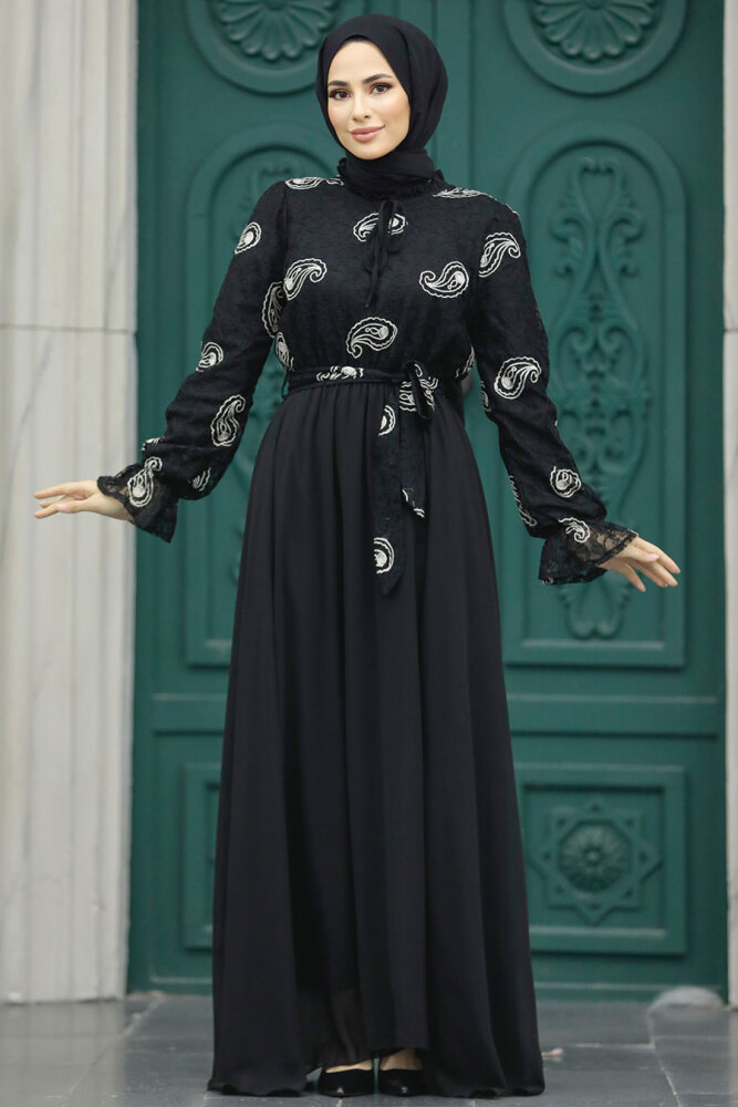 Black Hijab Dress 12170S - 3