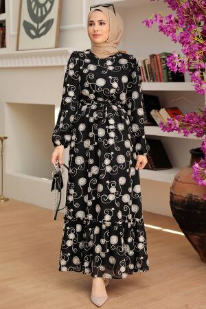 Black Hijab Dress 13311S - 4