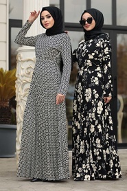 Black Hijab Dress 14510S - Thumbnail