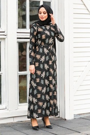 Black Hijab Dress 16835S - Thumbnail