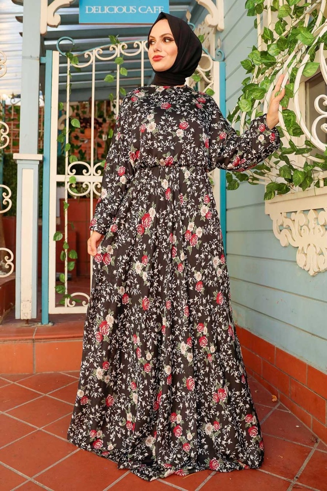 Black Hijab Dress 22160S - 1
