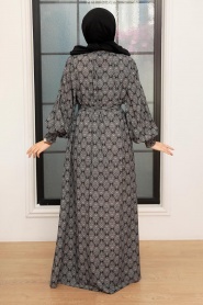 Black Hijab Dress 22471S - Thumbnail
