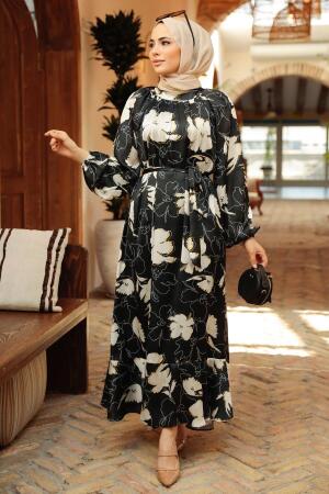 Black Hijab Dress 22770S - 1