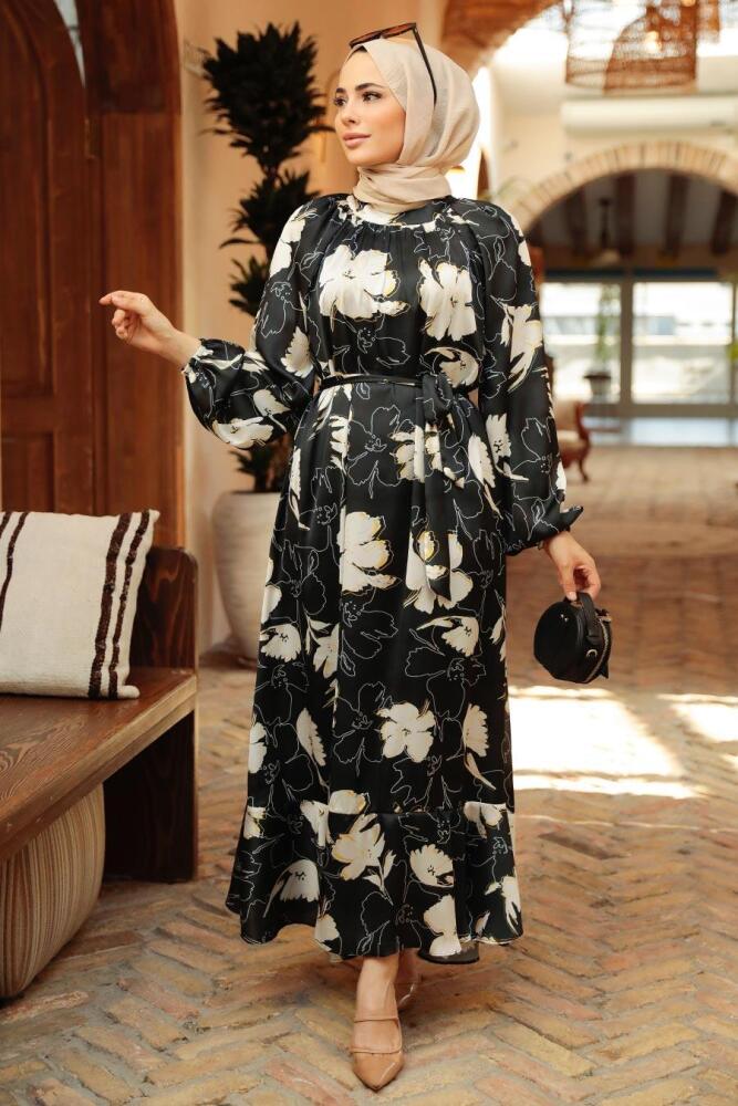 Black Hijab Dress 22770S - 1