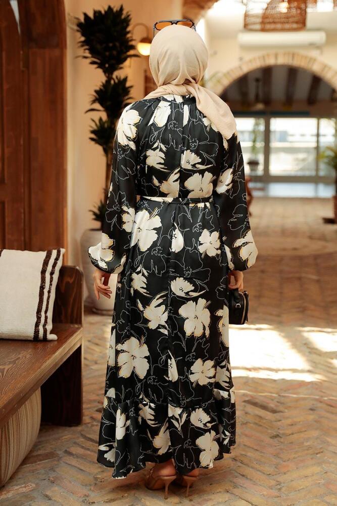 Black Hijab Dress 22770S - 4