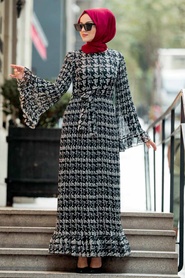 Black Hijab Dress 23812S - Thumbnail
