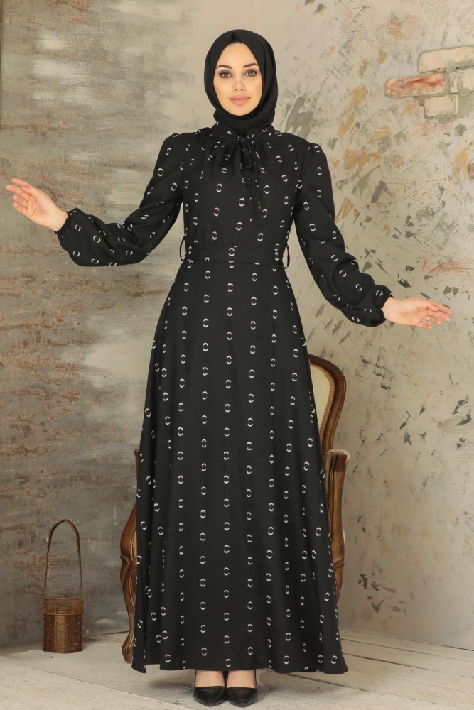 Black Hijab Dress 2721S - 1