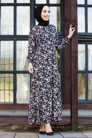 Black Hijab Dress 27611S - 1