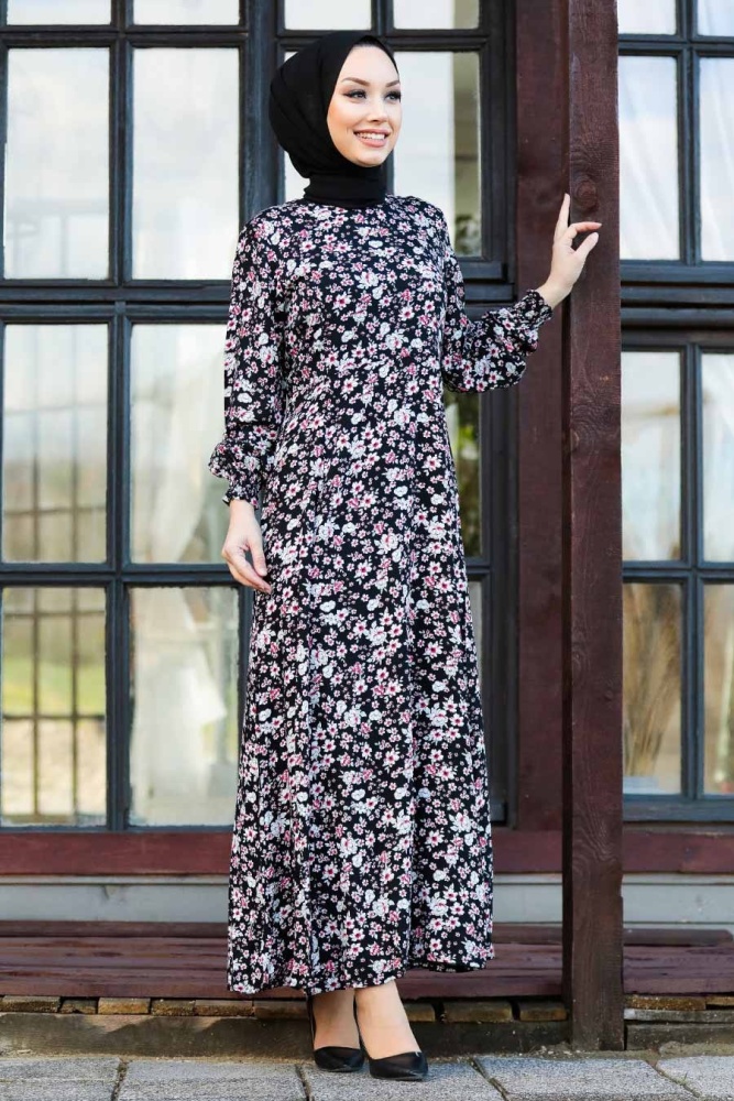 Black Hijab Dress 27611S - 1