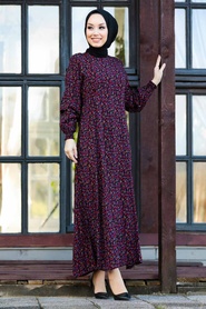 Black Hijab Dress 27612S - Thumbnail