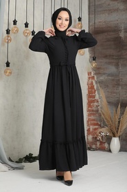 Black Hijab Dress 2767S - Thumbnail