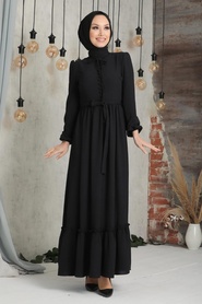Black Hijab Dress 2767S - Thumbnail