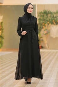Black Hijab Dress 27922S - Thumbnail