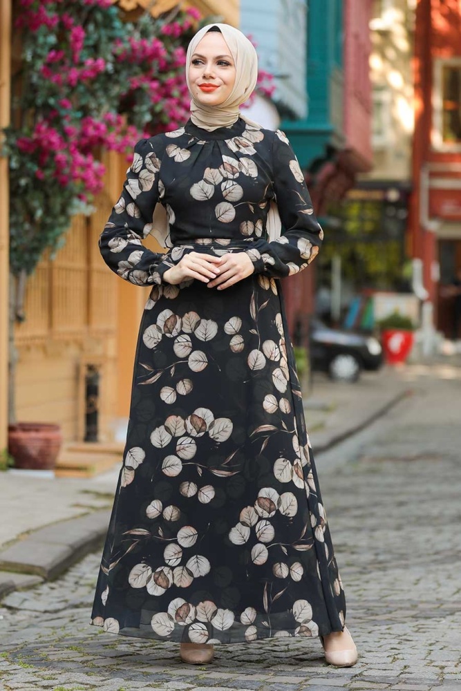Black Hijab Dress 29250S - 1