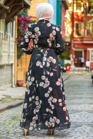 Black Hijab Dress 29250S - 3