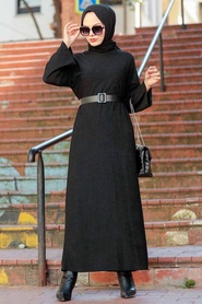 Black Hijab Dress 30082S - Thumbnail