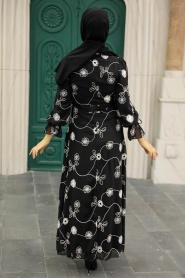 Black Hijab Dress 32944S - Thumbnail