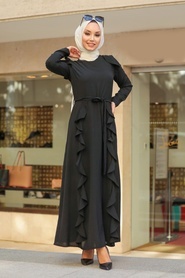Black Hijab Dress 3331S - Thumbnail