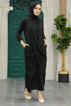 Black Hijab Dress 34281S - 1