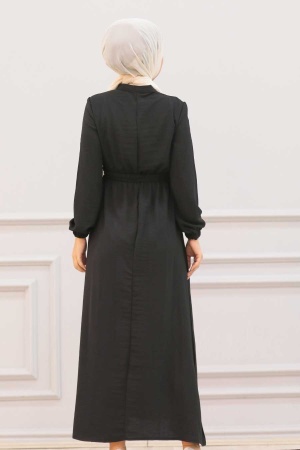 Black Hijab Dress 3730S - 2