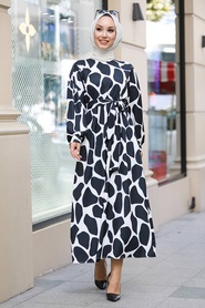 Black Hijab Dress 40230S - Thumbnail
