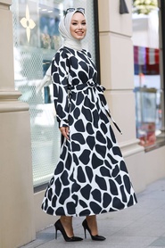 Black Hijab Dress 40230S - Thumbnail
