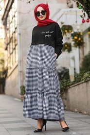 Black Hijab Dress 41020S - Thumbnail