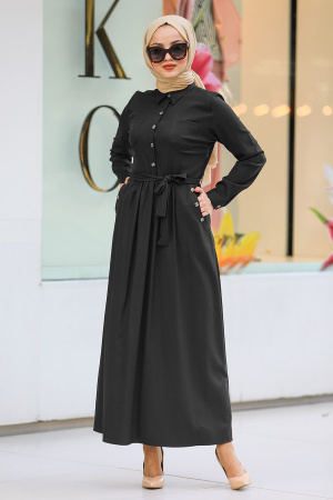 Black Hijab Dress 462S - 1