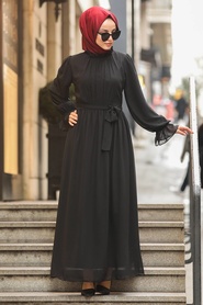 Black Hijab Dress 51202S - Thumbnail
