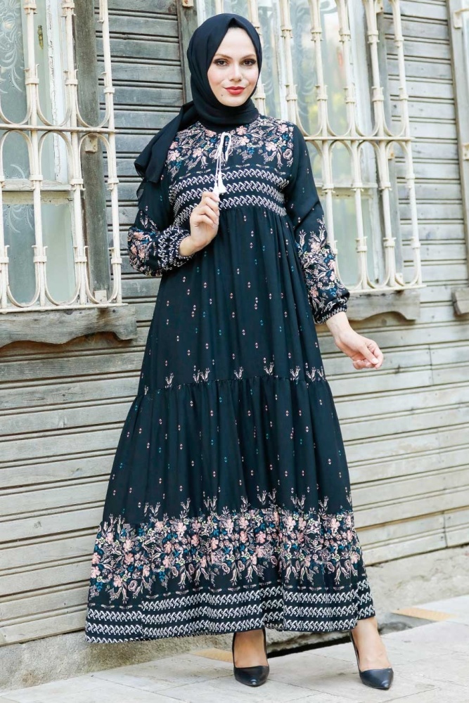 Black Hijab Dress 5191S - 1