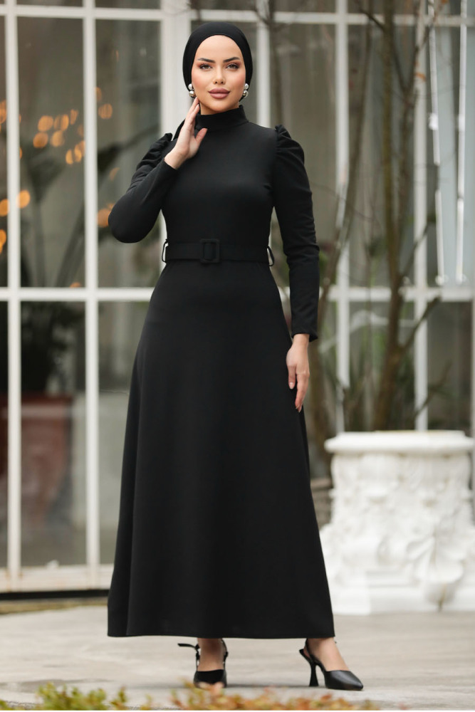 Black Hijab Dress 554S - 2