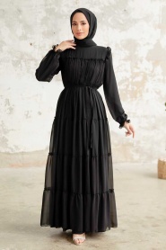 Black Hijab Dress 57970S - Thumbnail