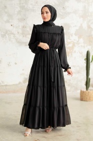 Black Hijab Dress 57970S - Thumbnail