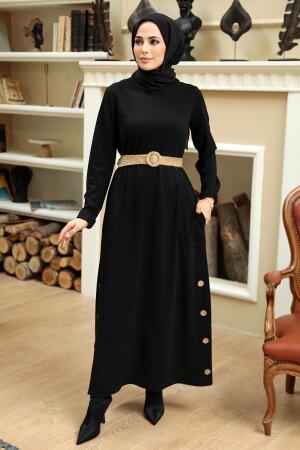 Black Hijab Dress 5804S - 2