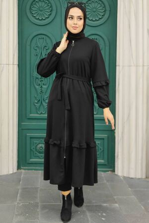 Black Hijab Dress 5812S - Thumbnail